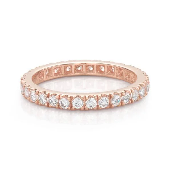 All-rounder eternity band with 0.9 carats* of diamond simulants in 14 carat rose gold