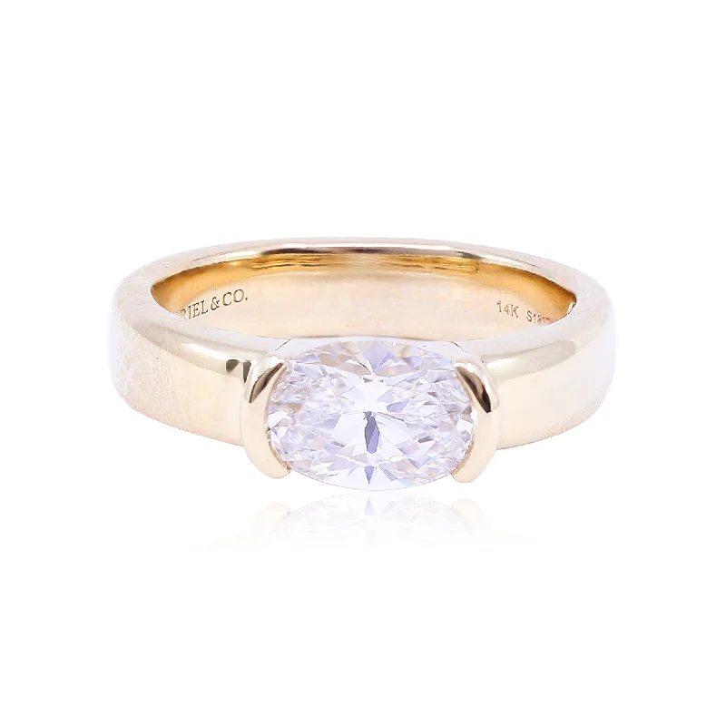 GABRIEL & CO. 14K YELLOW GOLD CONTEMPORARY COLLECTION OVAL SOLITAIRE MOUNTING - SETTING ONLY