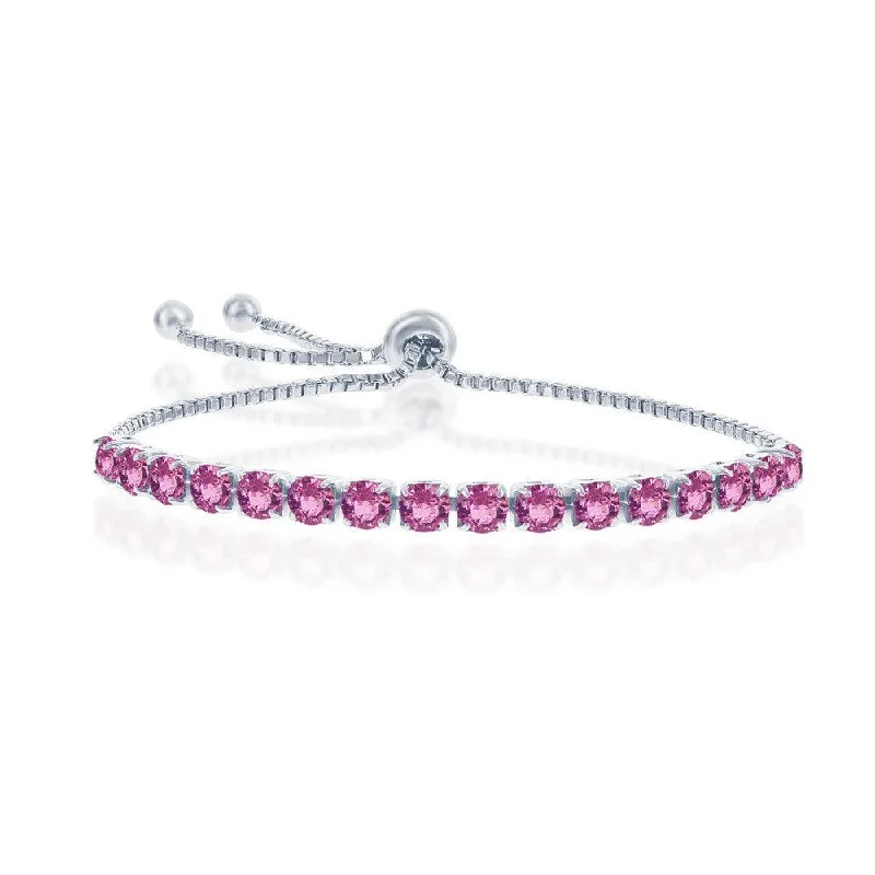 Sterling Silver 4mm Rose "October" Swarovski Adjustable Bracelet