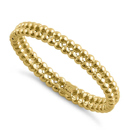 Solid 14K Yellow Gold Stacked Bead Ring