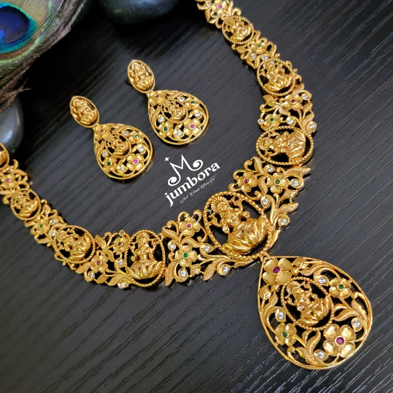 Gold Alike Lakshmi Necklace Temple Jewelry Set