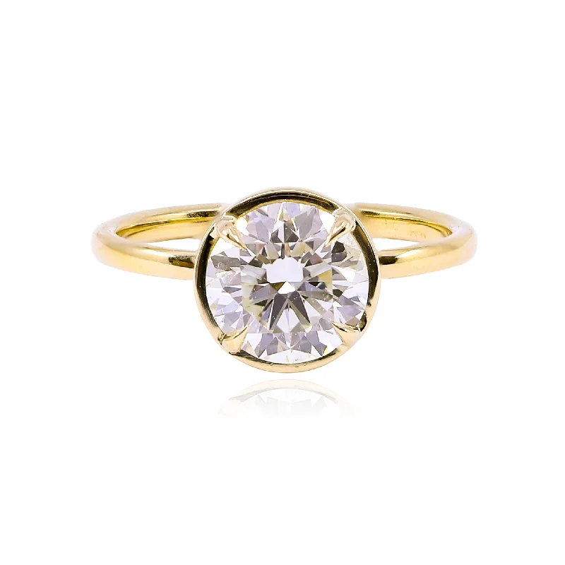 MARK PATTERSON 18K YELLOW GOLD 2.06CT ROUND BRILLIANT DIAMOND SOLITAIRE ENGAGEMENT RING