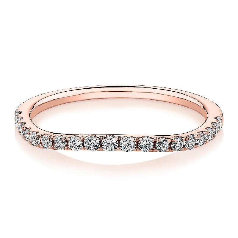 Curved wedding or eternity band in 10 carat rose gold