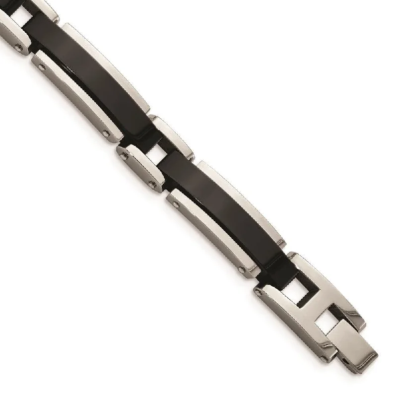 Stainless Steel Polished Black IP-plated 8.5 inch Bracelet