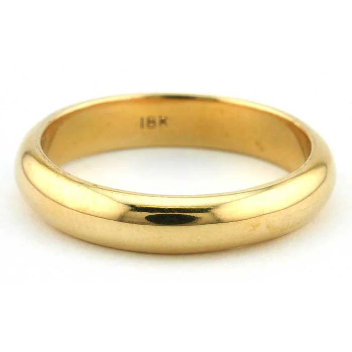 Half Round Wedding Band Ring, 4mm 18k