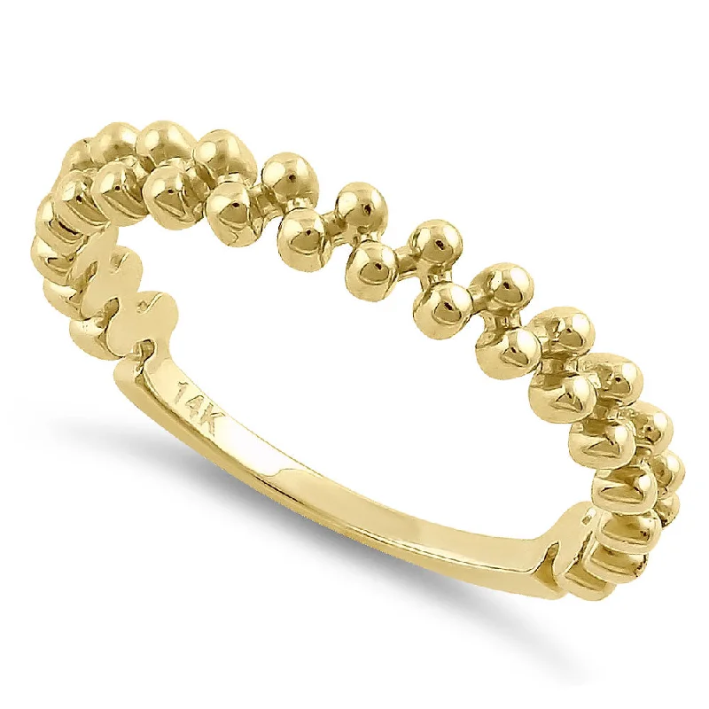 Solid 14K Yellow Gold Bubble Ring