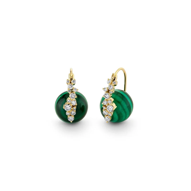 Gold & Diamond Cocktail Malachite Earrings