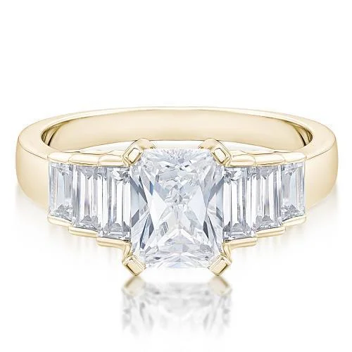 Dress ring with 2.88 carats* of diamond simulants in 10 carat yellow gold