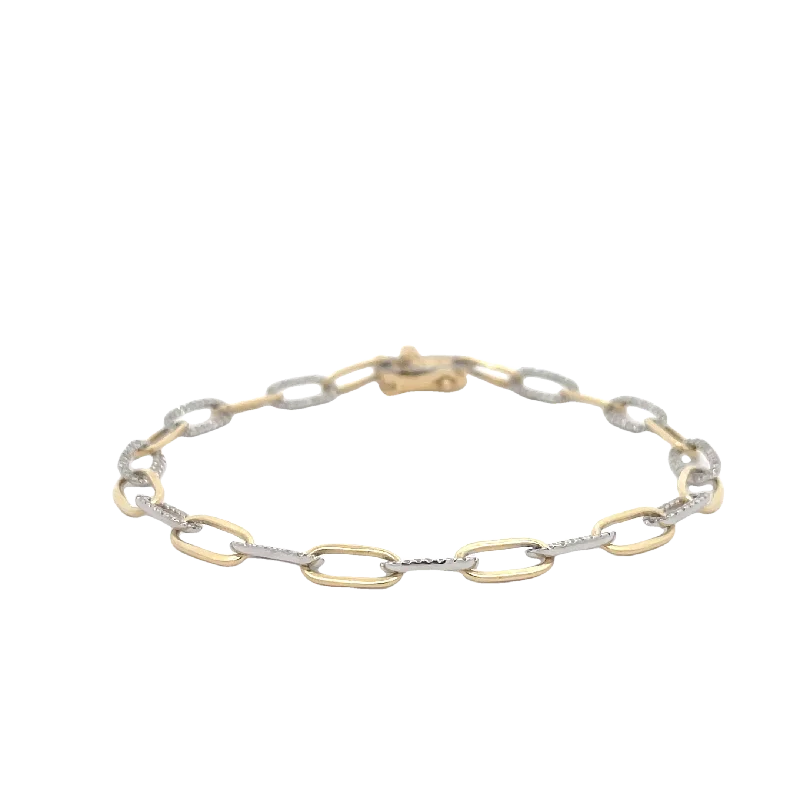 Two Tone Diamond Paperclip Bracelet