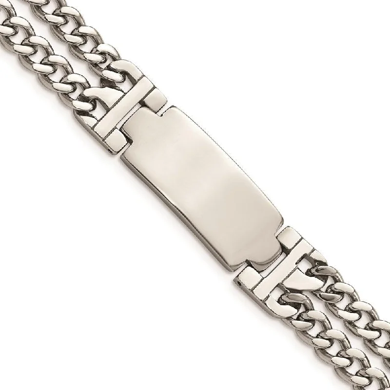 Stainless Steel Polished Adjustable 7.75 with 1/2 inch ext. ID Bracelet