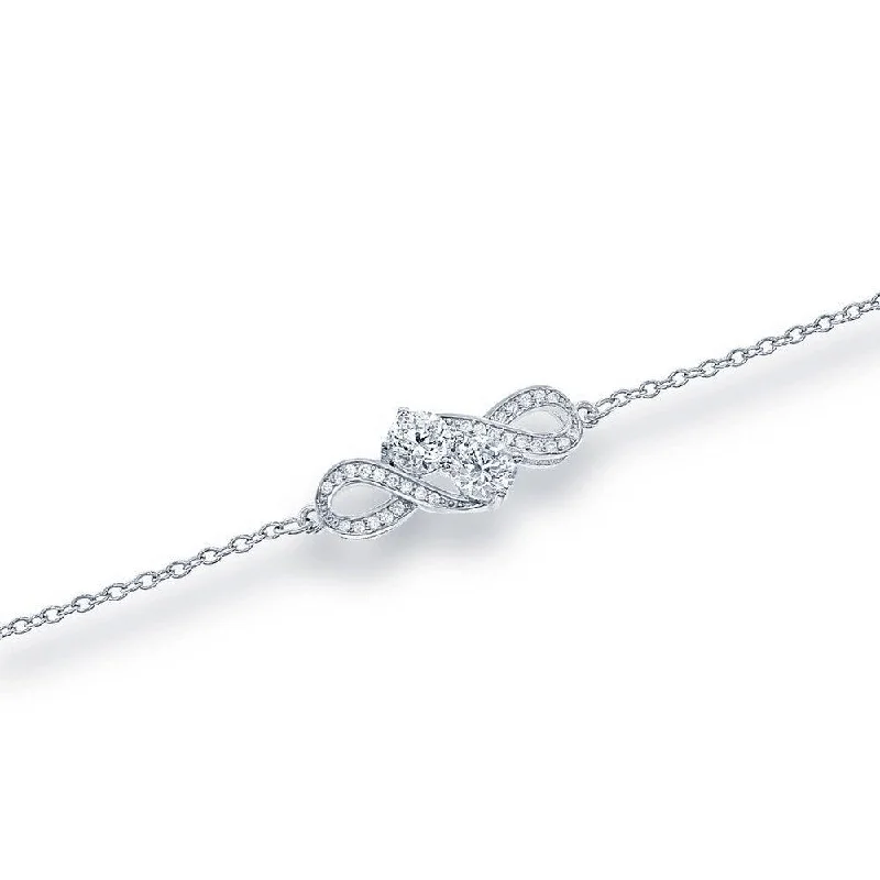 Sterling Silver "Us2gether" Overlapping Two-Stone CZ Bracelet