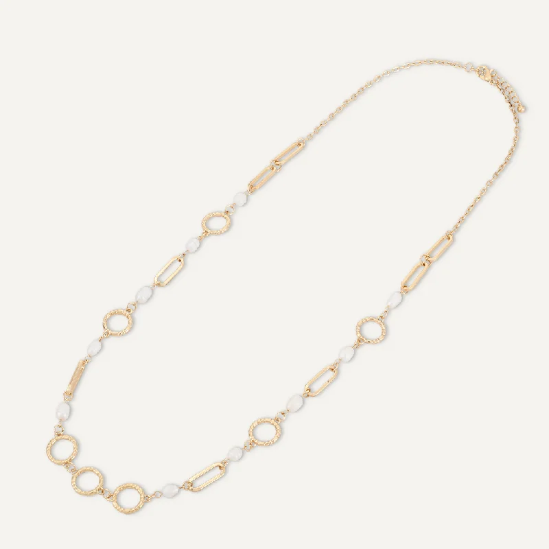 Classic Faux Pearls Lobster Clasp Necklace In Gold-Tone