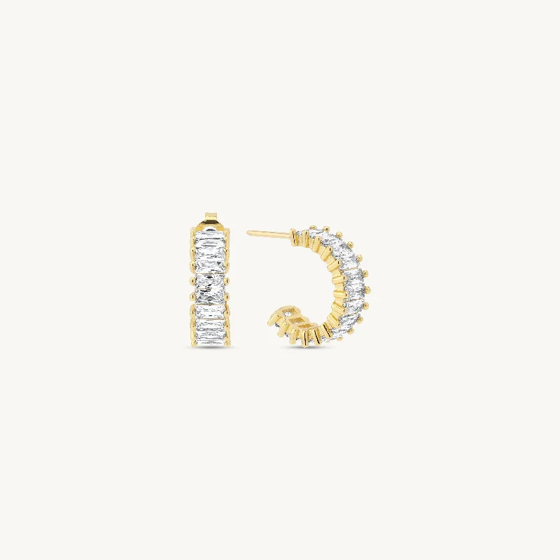 Xenia Baguette Open Hoop Earrings