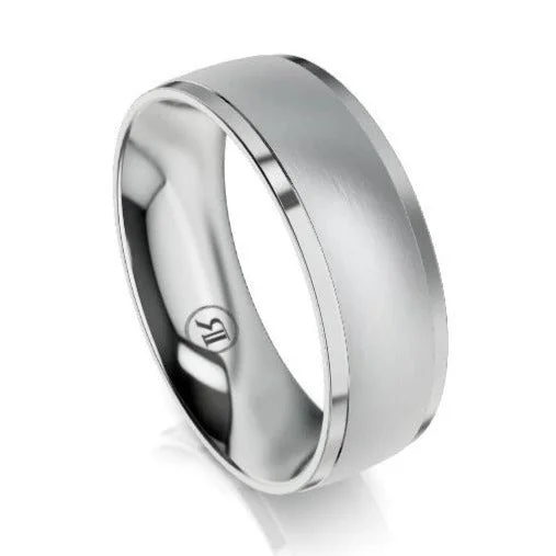 The Dunkirk Polished and Brushed Platinum Wedding Ring