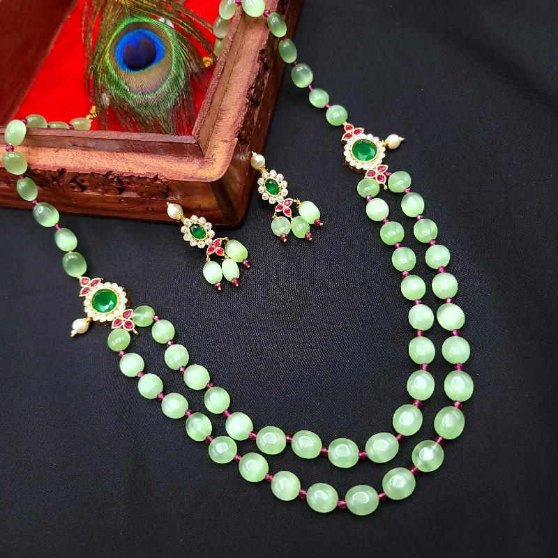 Handmade Mint Green Monalisa Bead Double Row Necklace