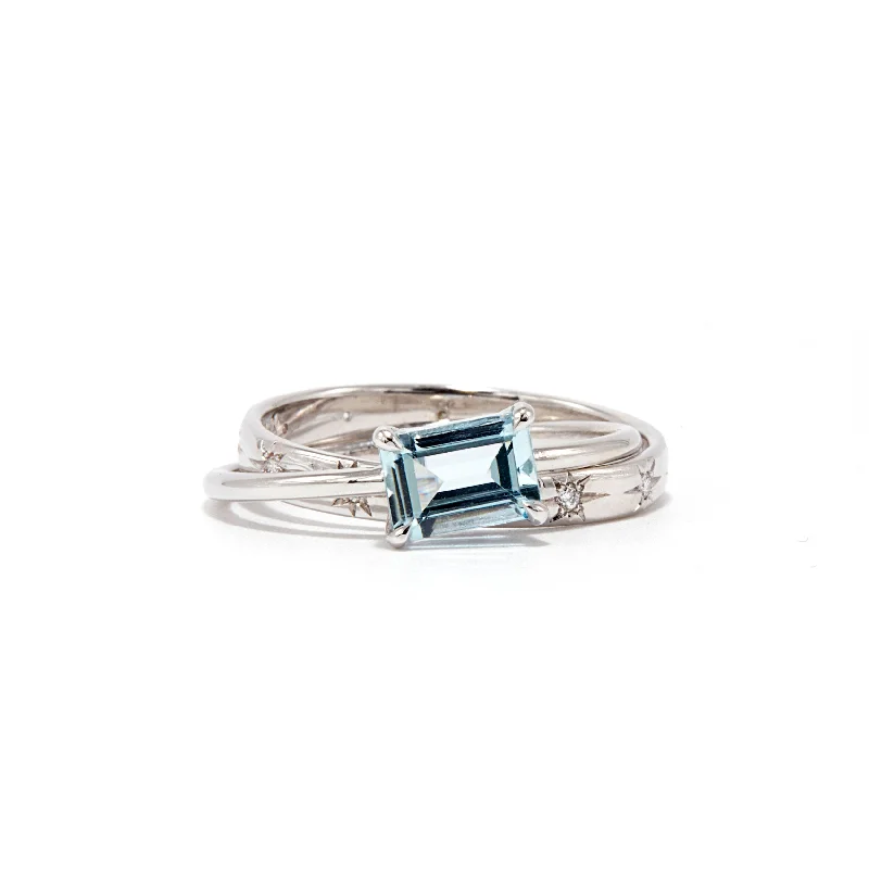 Blue Light Aquamarine Rolling Ring