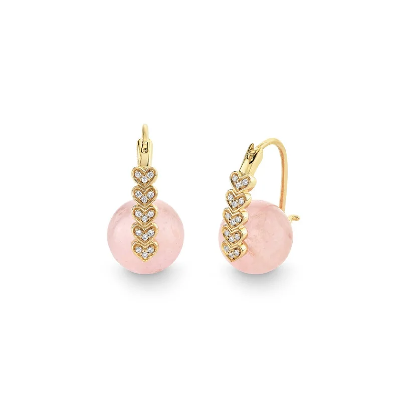 Gold & Diamond Heart Morganite Earrings