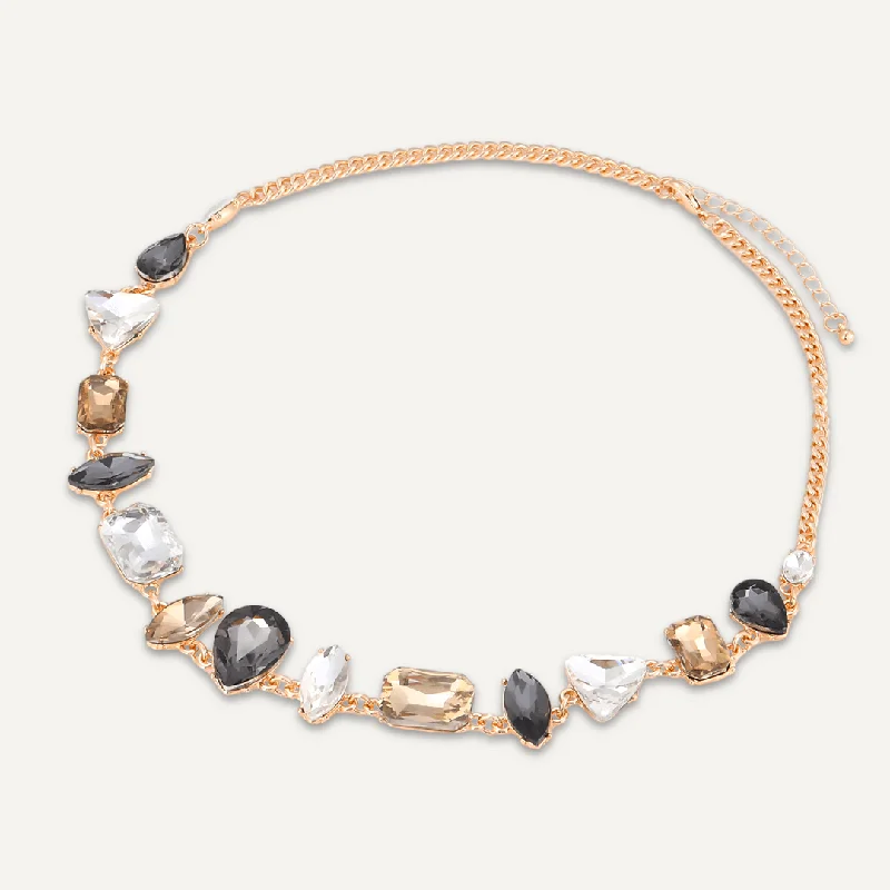 Smokey Brown Short Necklace In Gold-Tone