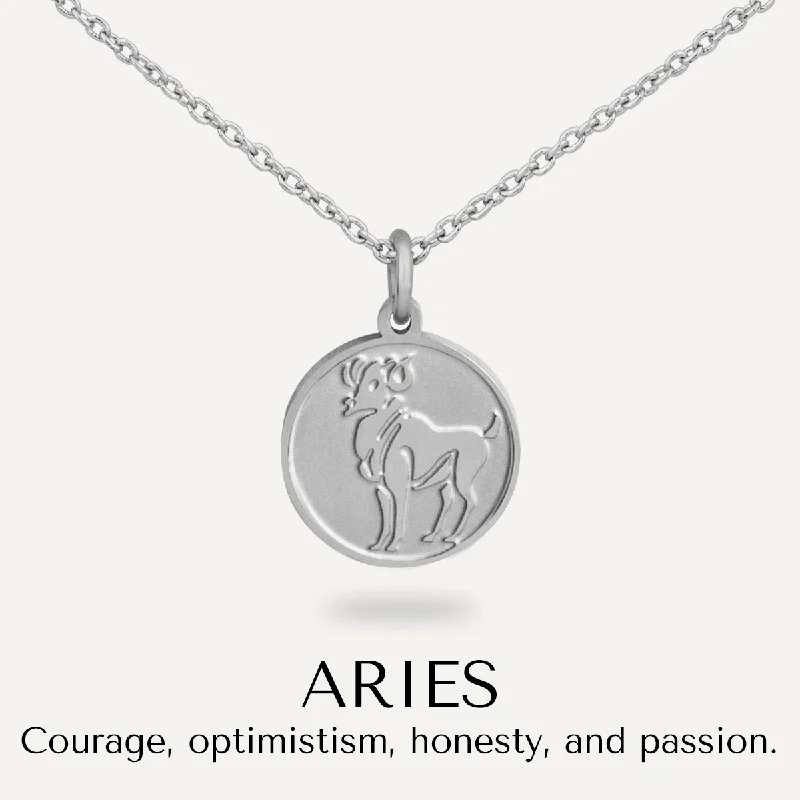 Aries Zodiac Necklace In Silver-Tone (March 21-April 19)