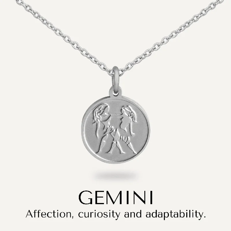 Gemini Zodiac Necklace In Silver-Tone (May 21 – June 20)