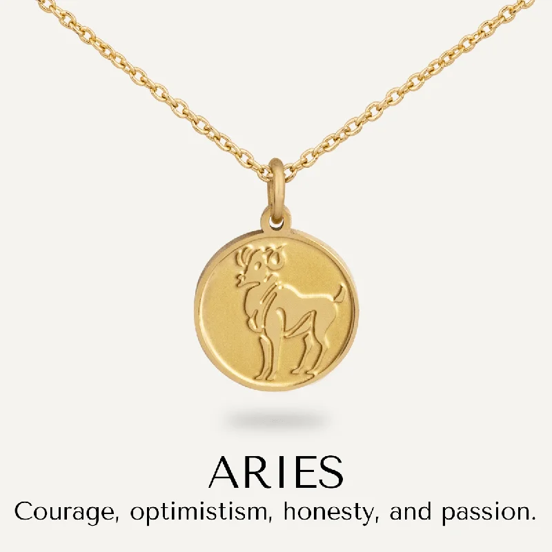 Aries Zodiac Necklace In Gold-Tone (March 21-April 19)