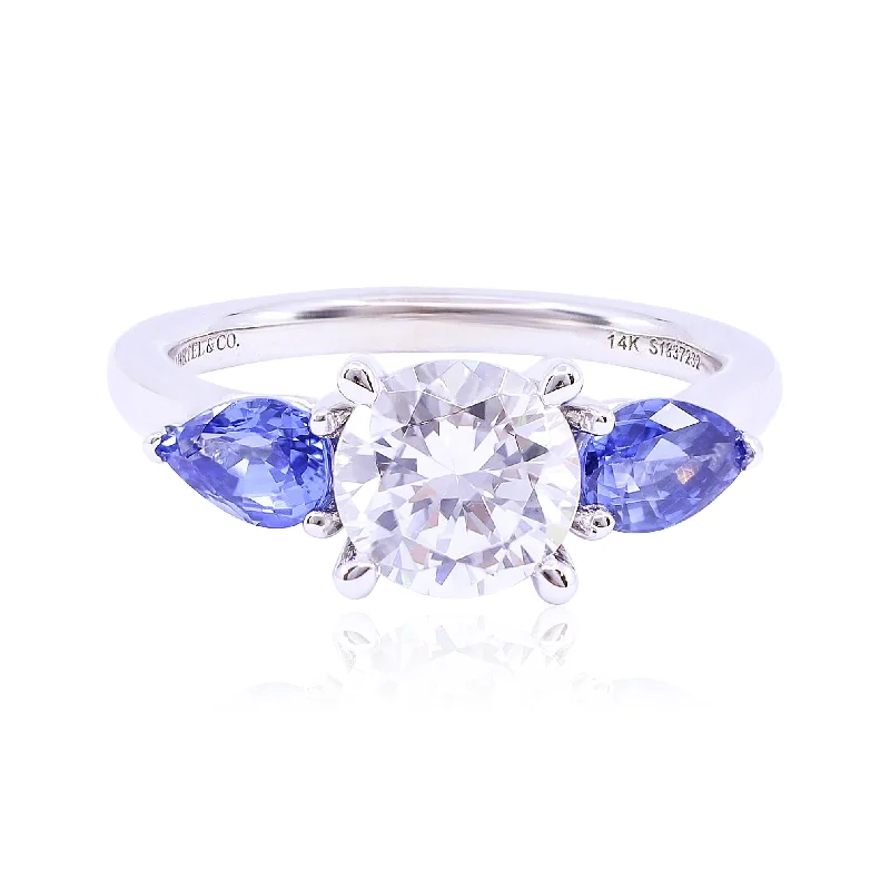 GABRIEL & CO. 14K WHITE GOLD CLASSIC COLLECTION SAPPHIRE ENGAGEMENT RING - SETTING ONLY