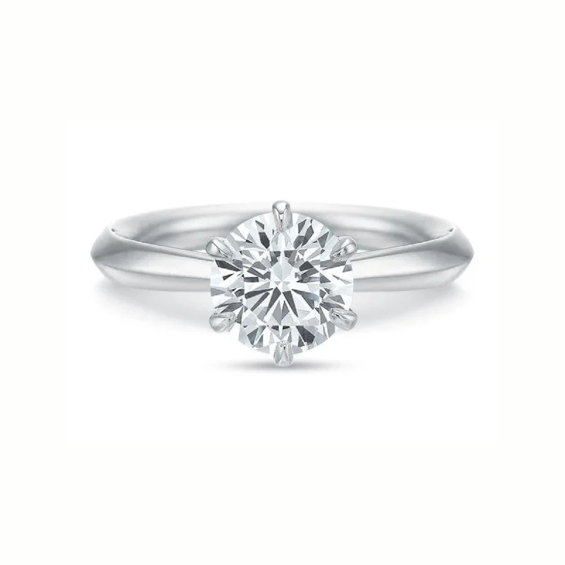 18K White Gold classic 6-prong solitaire Engagement Ring mounting (Setting Only)