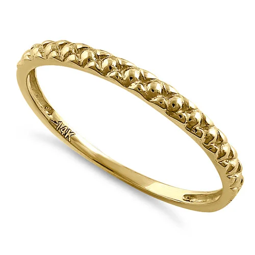 Solid 14K Yellow Gold Bead Ring