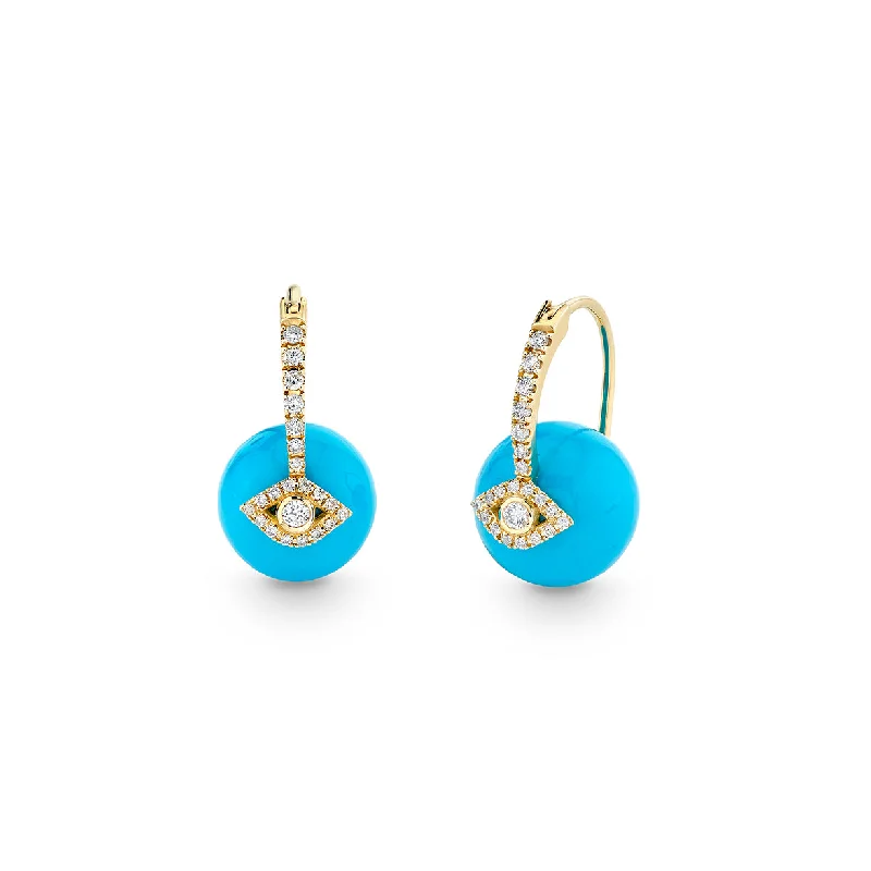 Gold & Diamond Eye Turquoise Earrings