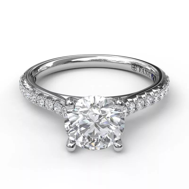 Fana 14K White Gold 4-Prong Engagement Ring with Diamond Accents (Setting Only)