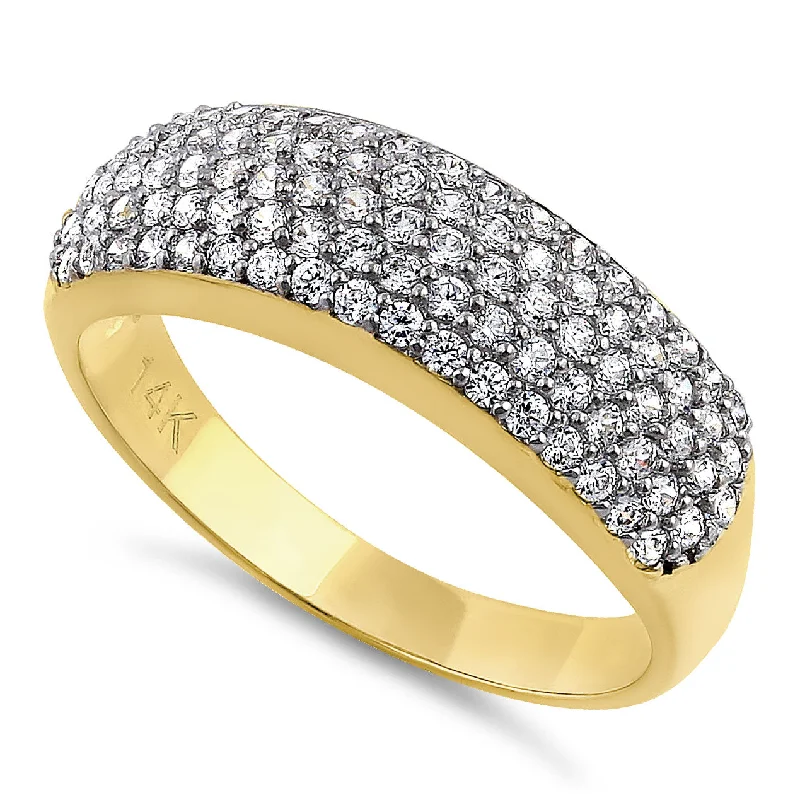 Solid 14K Yellow Gold Pave CZ Ring