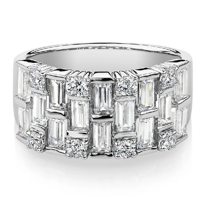 Dress ring with 2.44 carats* of diamond simulants in 10 carat white gold