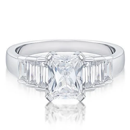 Dress ring with 2.88 carats* of diamond simulants in 10 carat white gold