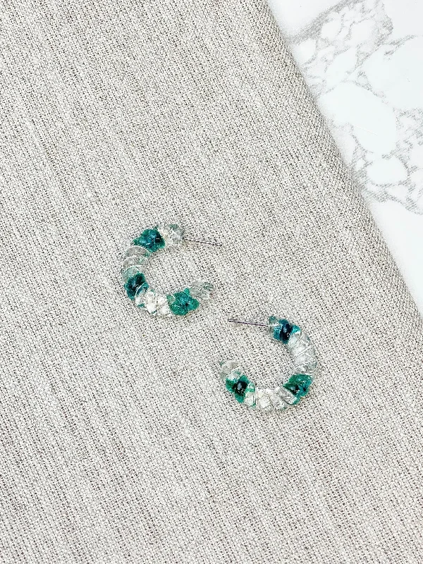 Petite Dried Flower Hoop Earrings - Green