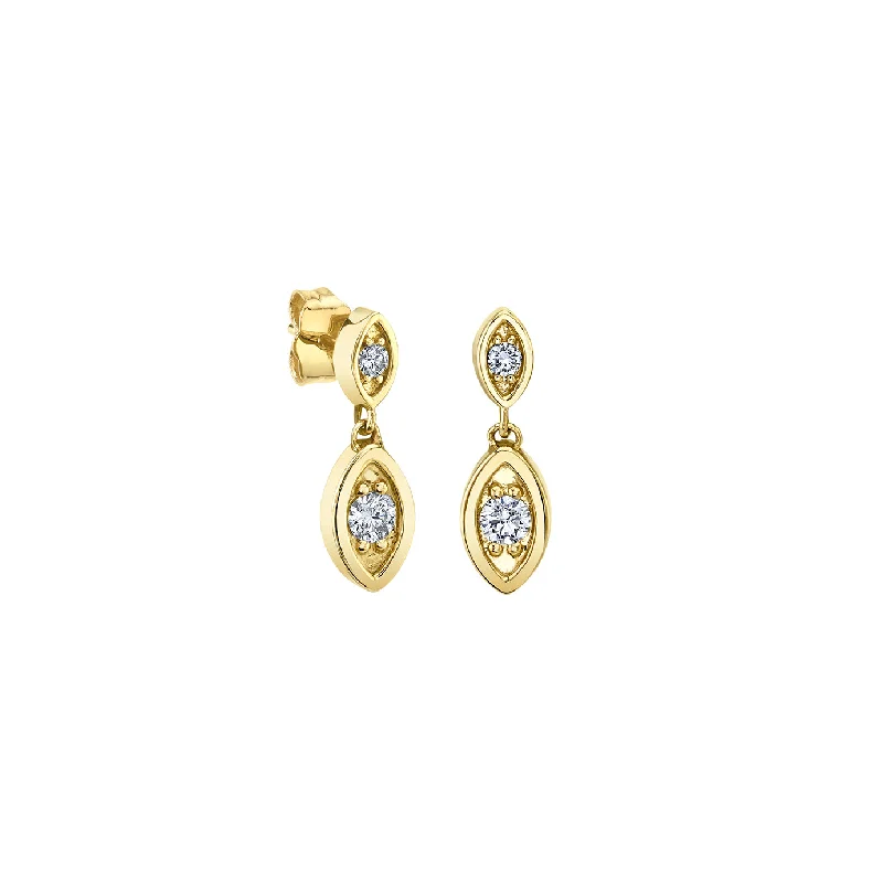 Gold & Diamond Marquise Eye Drop Earring