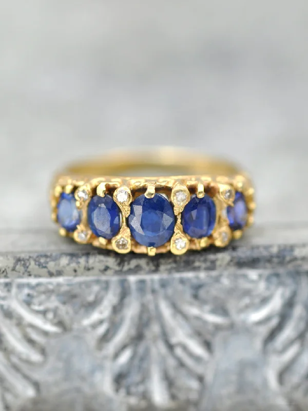 Antique 14K Sapphire & Diamond Ring