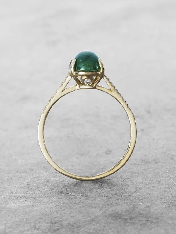 14K Guinevere Ring - Emerald + Diamond