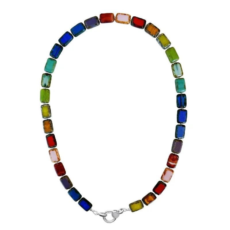 Rainbow Order Glass Beaded Charm Holder Necklace