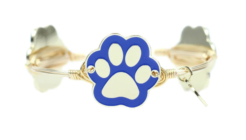 The Blue + Gold Paw Print Bangle Bracelet