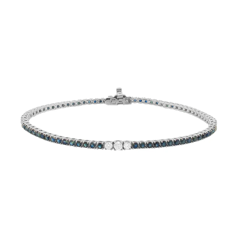 14K GOLD DIAMOND AND BLUE SAPPHIRE MELANIE TENNIS BRACELET