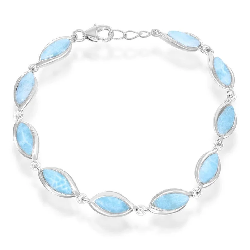 Sterling Silver Marquise Larimar Bracelet, 7.5"