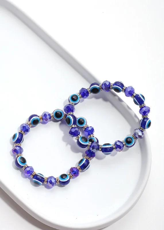 Blue Evil Eye Bead Bracelet