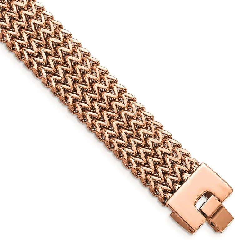 Stainless Steel Brushed Rose IP-plated Woven Bracelet