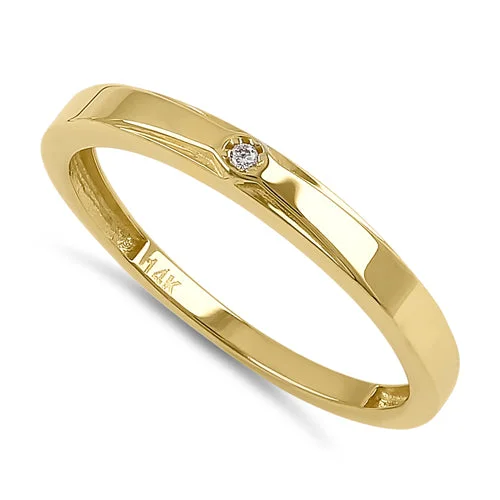 Solid 14K Yellow Gold Small CZ Band Ring