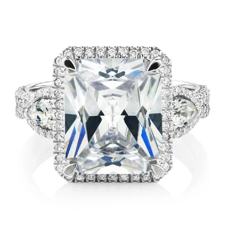 Dress ring with 6.93 carats* of diamond simulants in 10 carat white gold