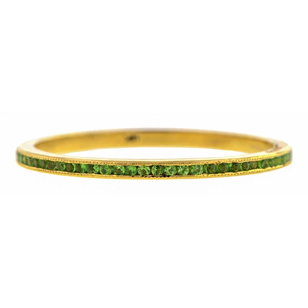 Tsavorite Garnet Wedding Eternity Band Ring, Gold