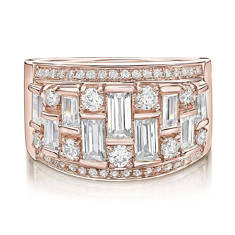 Dress ring with 2.32 carats* of diamond simulants in 10 carat rose gold